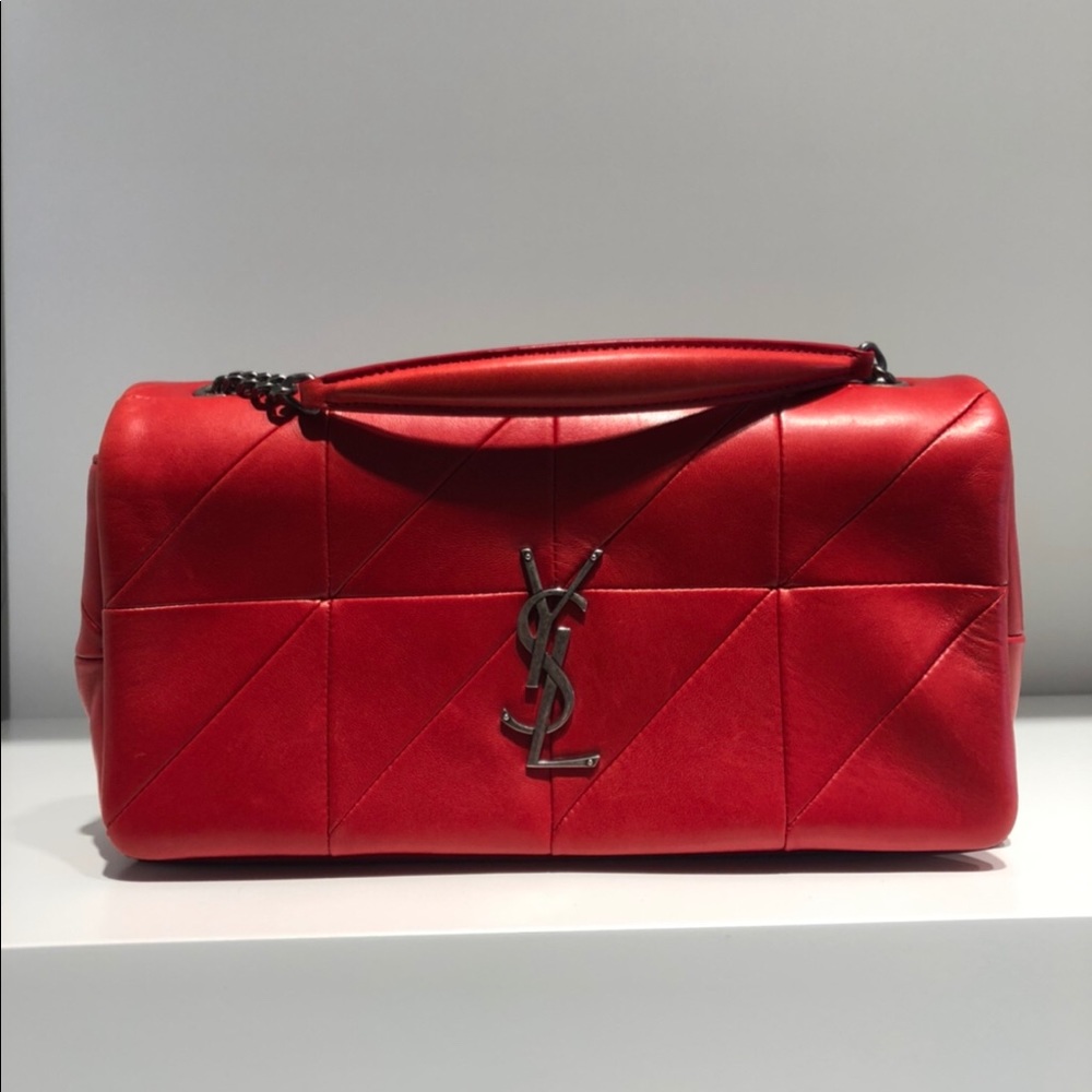 YSL Jamie Med. Patchwork DK Red Leather Cross Body